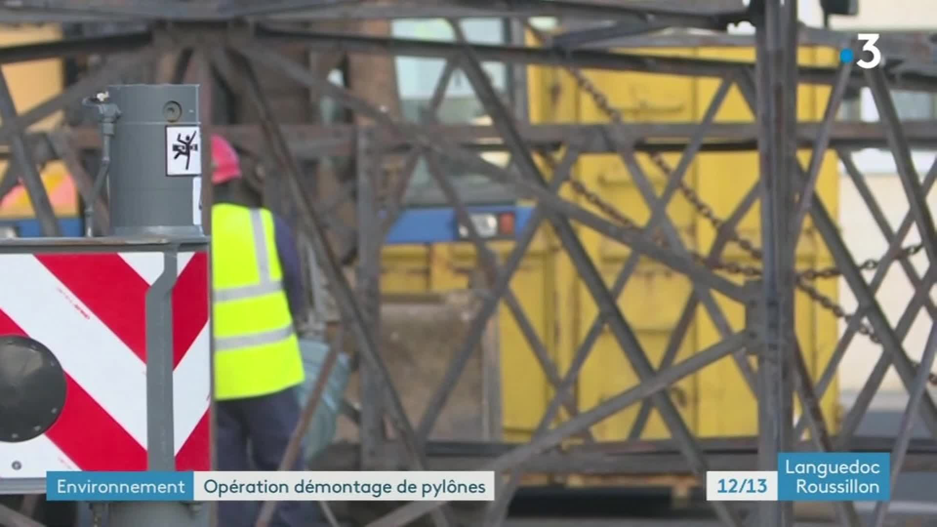 12/13 - F3 Languedoc-Roussillon - 07-12-2021 - démontage d'un pilonne